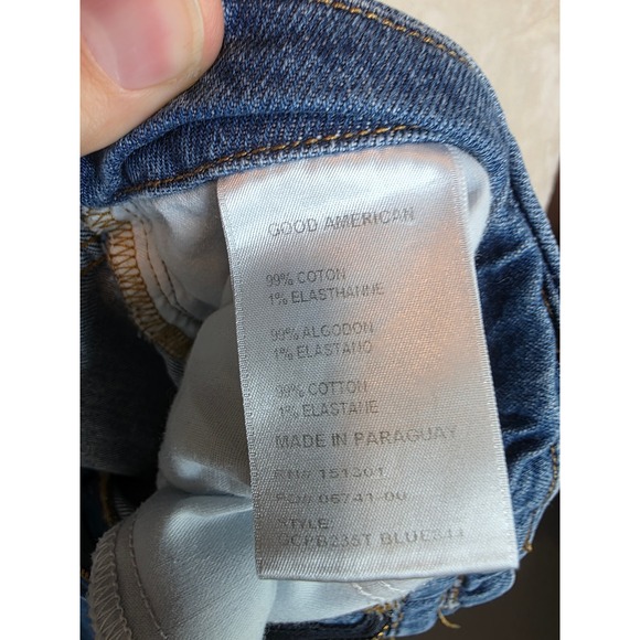 Good American Womens High Rise Straight Leg Blue Jeans Raw Hem Size 18 GCB235T - Picture 10 of 14